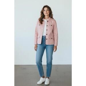 Talbots Women's Petites Denim Jacket Barbie Pink Size Lg